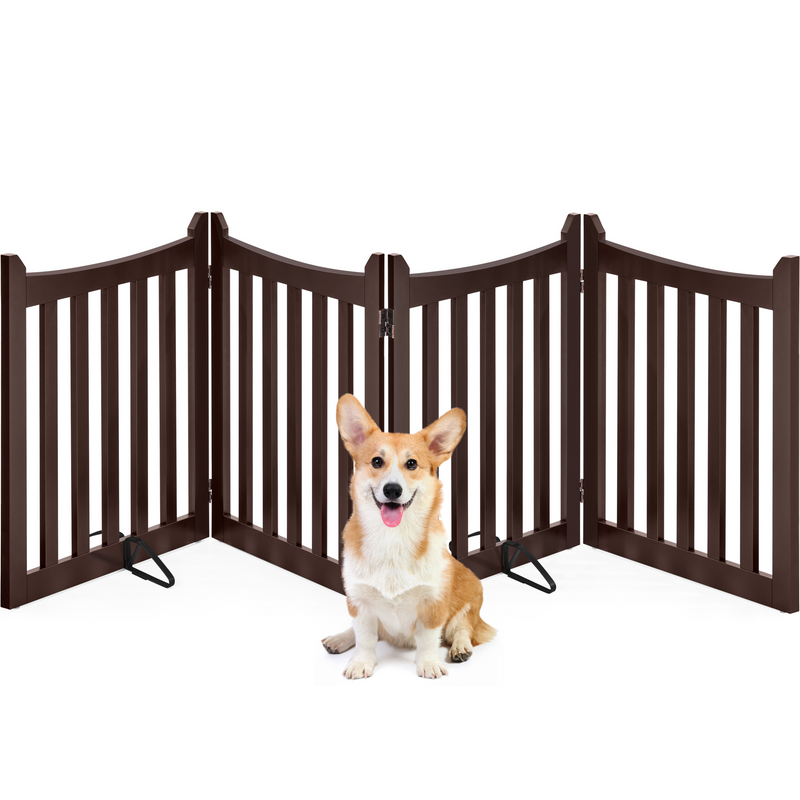 Yaheetech Freestanding Wooden Four-Panel Pet Puppy Fence