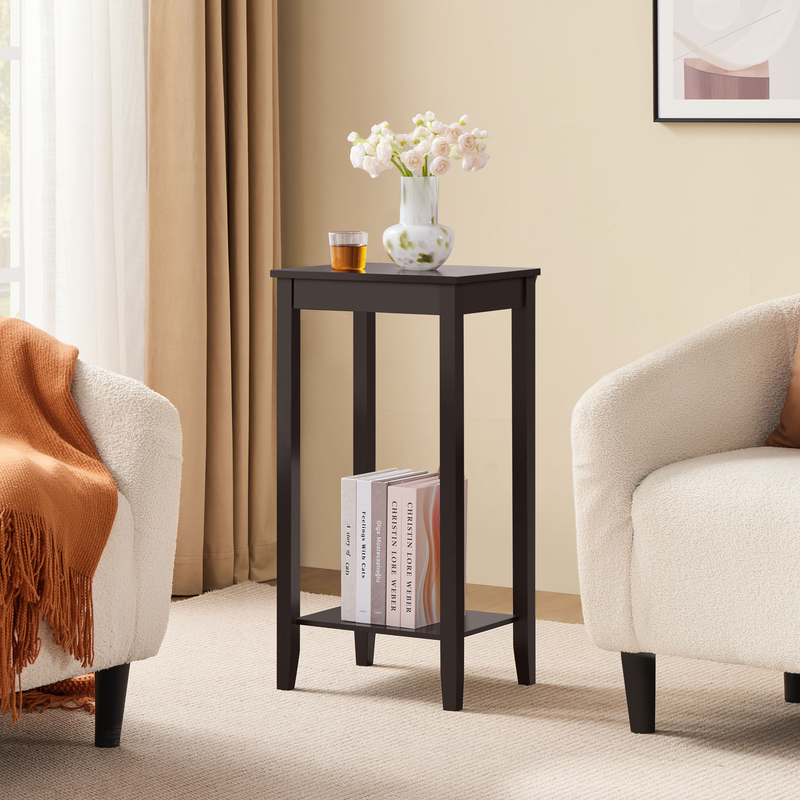 Yaheetech 2-Tier Tall End Table with Storage Shelf