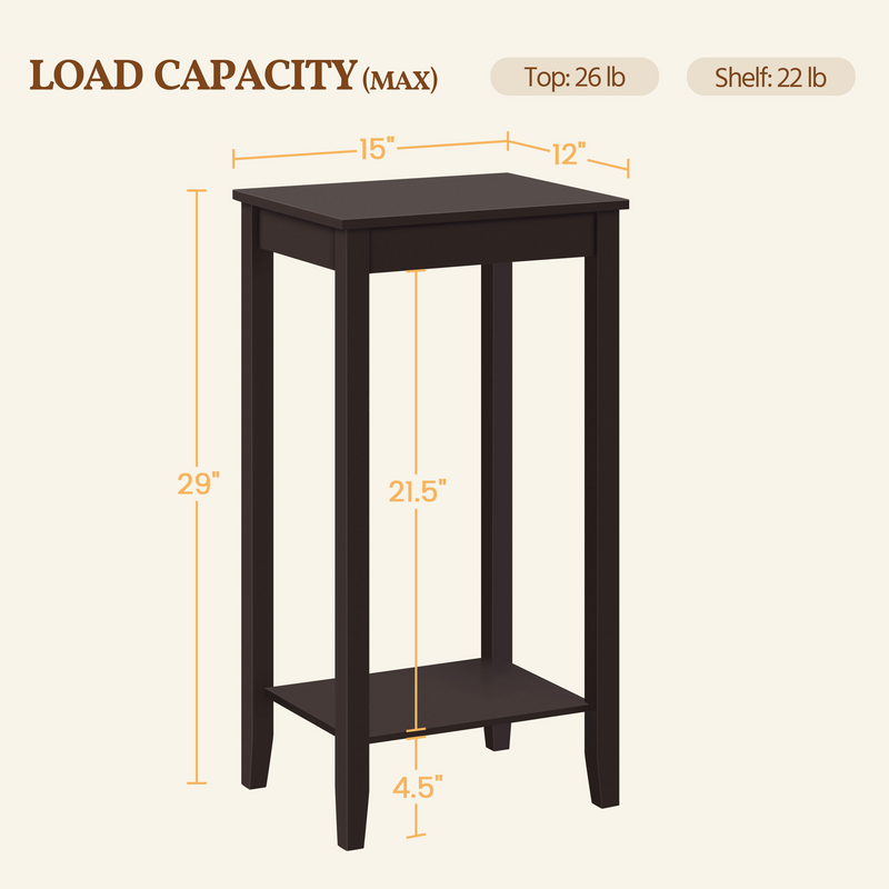 Yaheetech 2-Tier Tall End Table with Storage Shelf