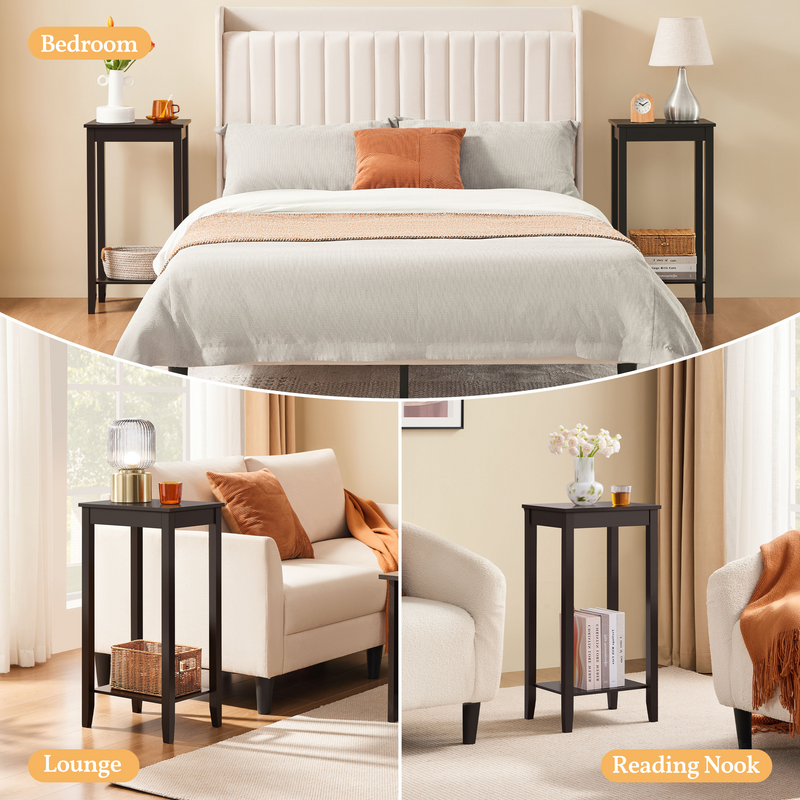 Yaheetech 2-Tier Tall End Table with Storage Shelf