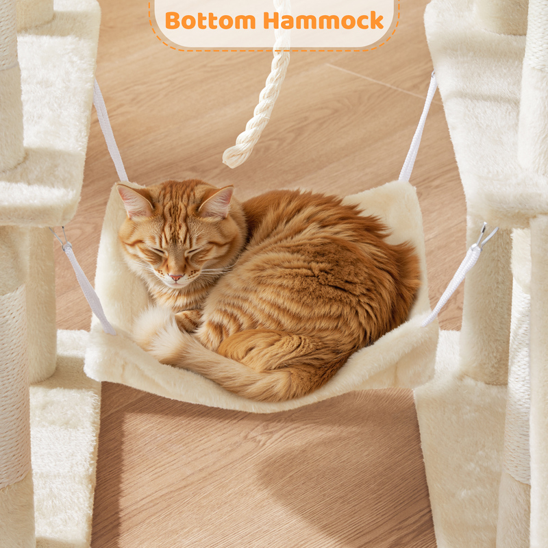 54″ Tall Cat Tree, Multilevel Plush Kitten Tree Condo