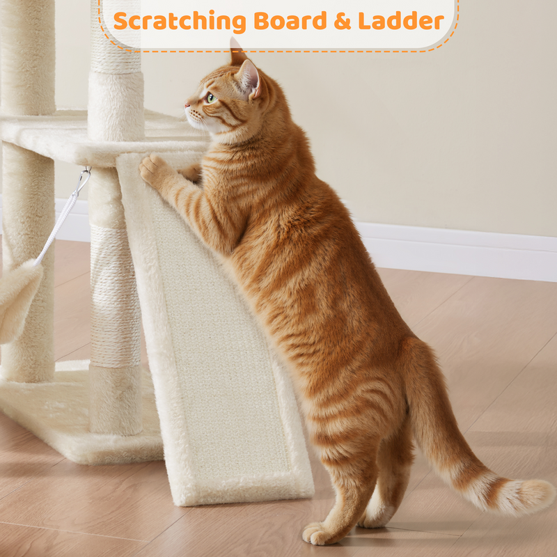 54″ Tall Cat Tree, Multilevel Plush Kitten Tree Condo