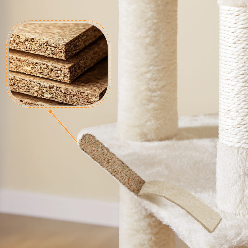 54″ Tall Cat Tree, Multilevel Plush Kitten Tree Condo