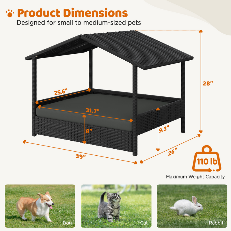 Yaheetech Outdoor Rattan Pet House