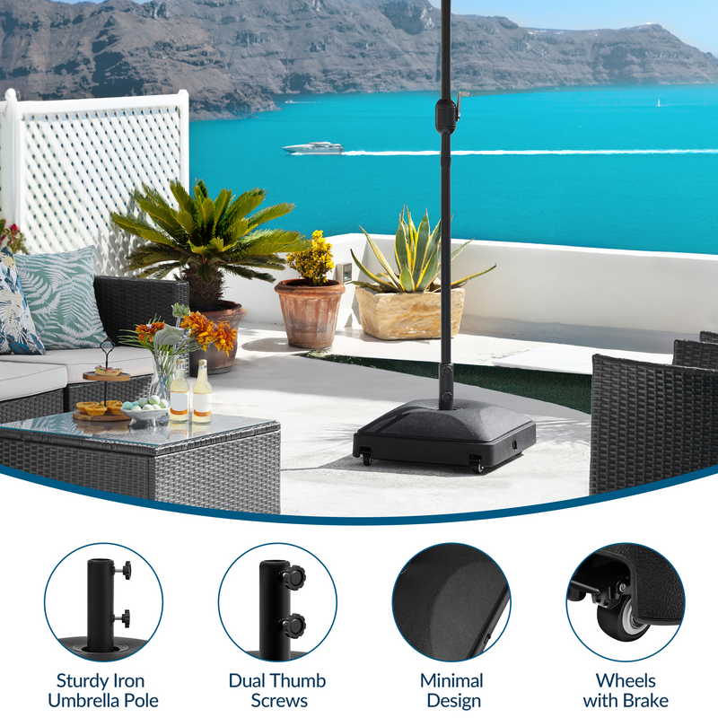 Yaheetech Capacity Square Fillable Rolling Patio Umbrella Base Stand