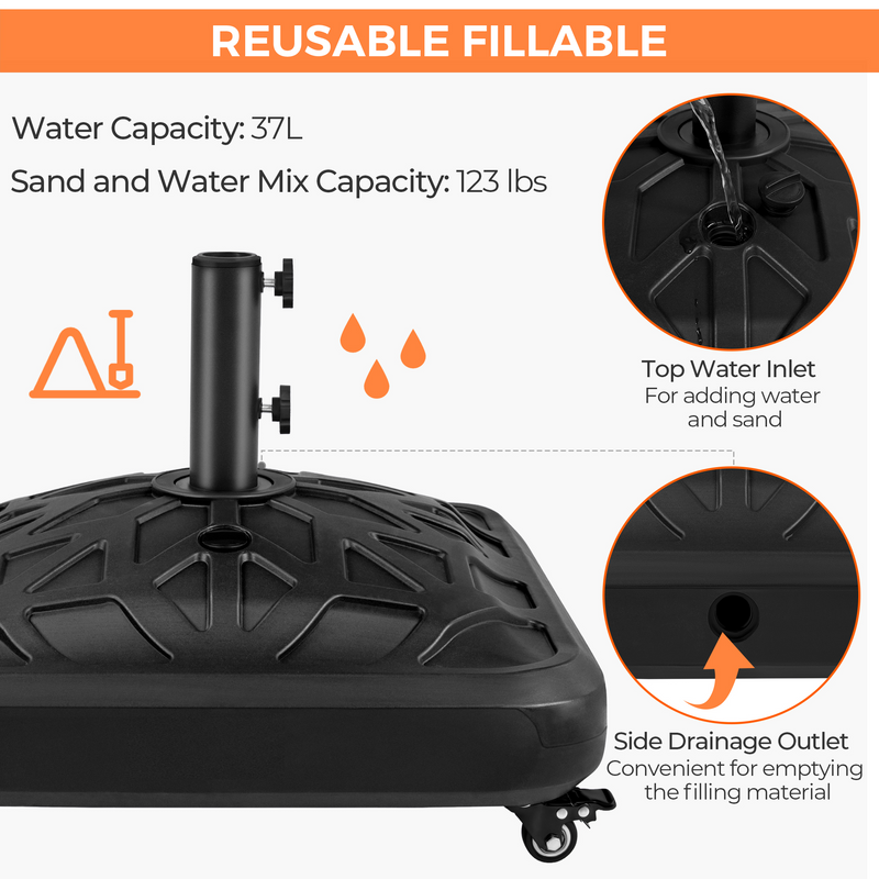 Yaheetech Capacity Fillable Rolling Patio Parasol Base Stand
