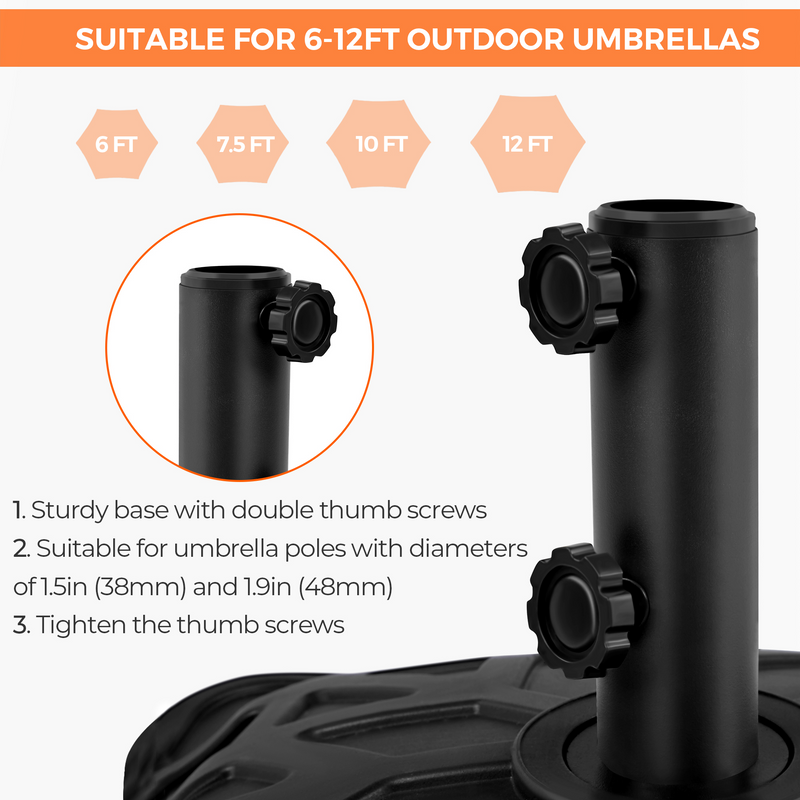 Yaheetech Capacity Fillable Rolling Patio Parasol Base Stand