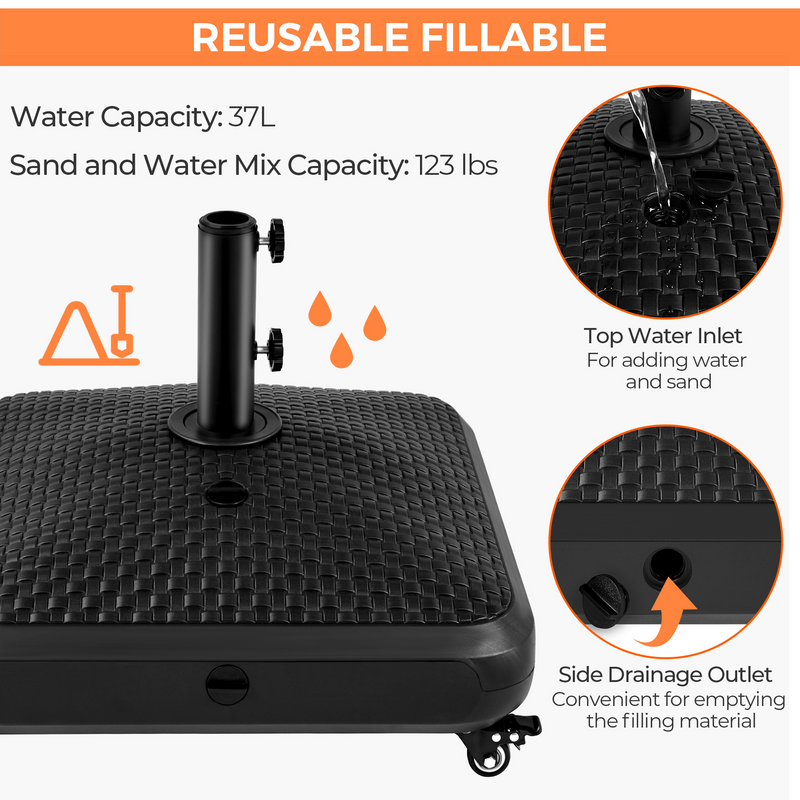 Yaheetech Fillable Rolling Patio Umbrella Base Stand