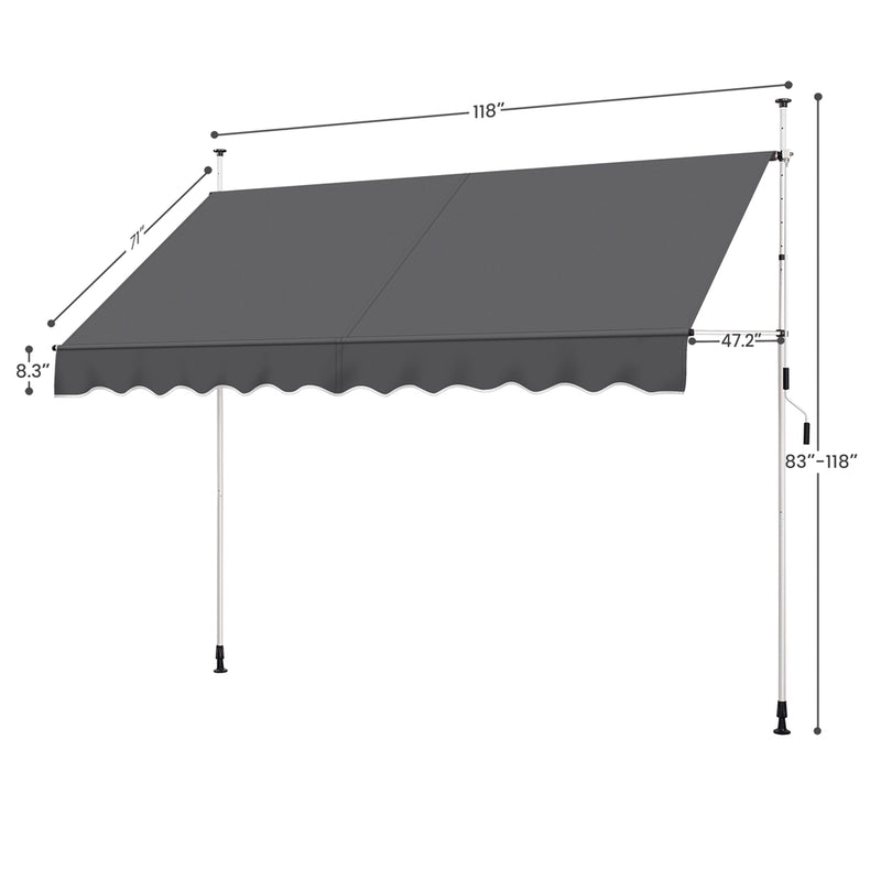 SOBERINE Manual Retractable Awning with Adjustable Angle & Height