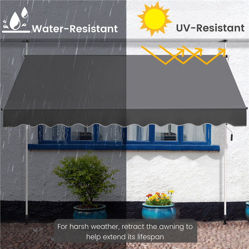 SOBERINE Manual Retractable Awning with Adjustable Angle & Height