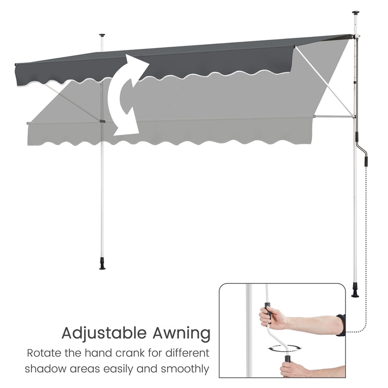 SOBERINE Manual Retractable Awning with Adjustable Angle & Height