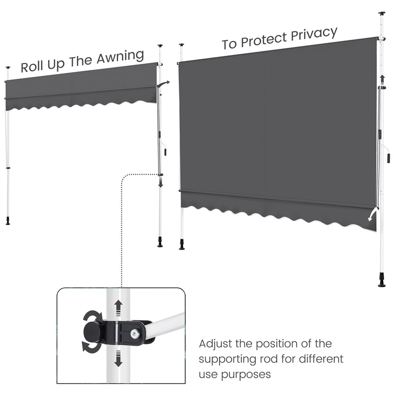SOBERINE Manual Retractable Awning with Adjustable Angle & Height