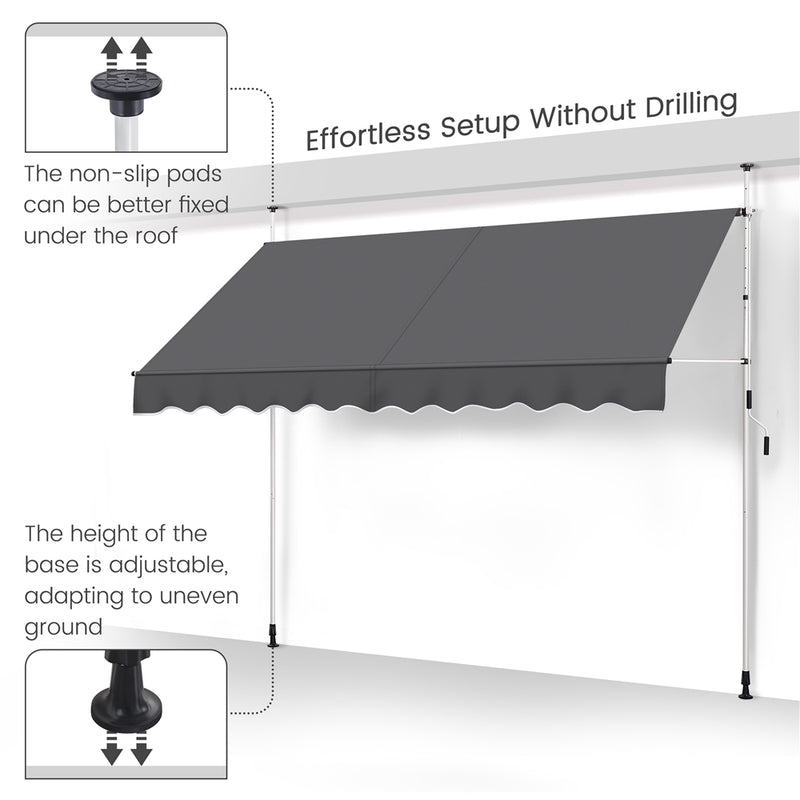 SOBERINE Manual Retractable Awning with Adjustable Angle & Height