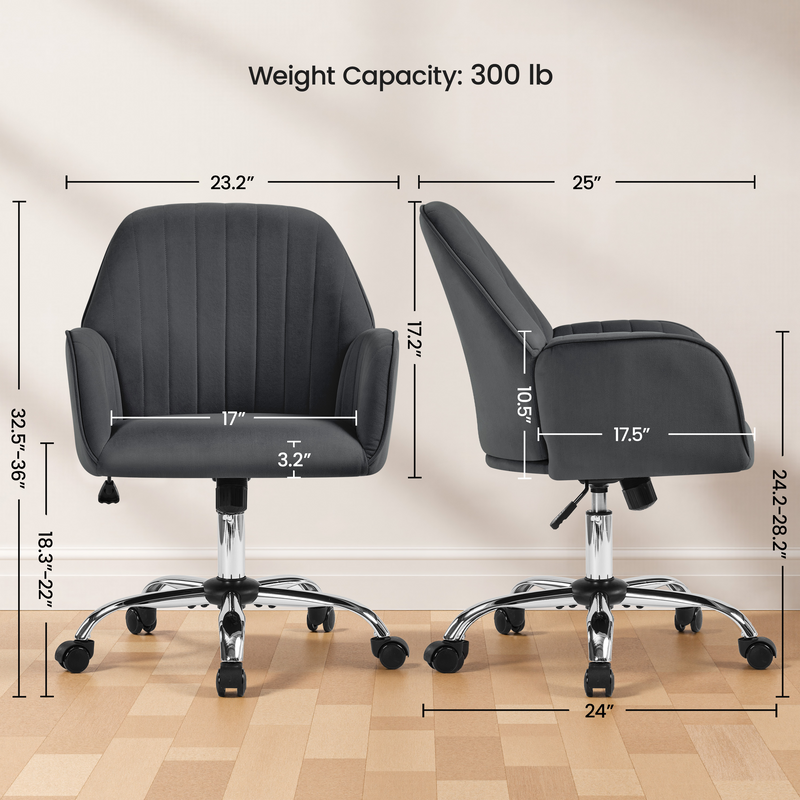 Yaheetech Adjustable Modern Velvet Desk Chair