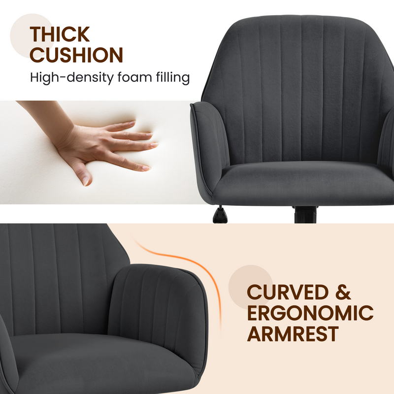 Yaheetech Adjustable Modern Velvet Desk Chair