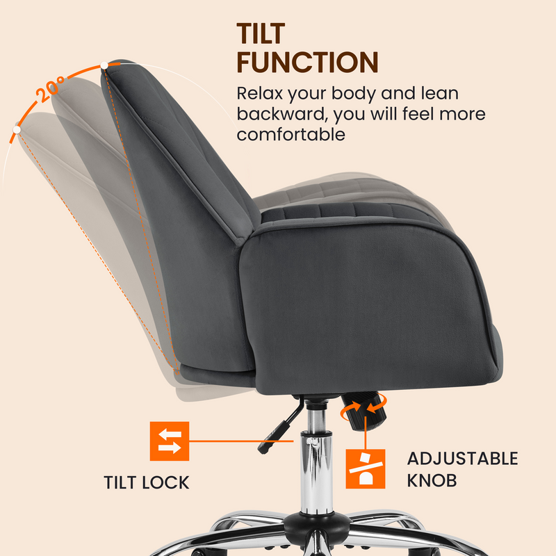 Yaheetech Adjustable Modern Velvet Desk Chair