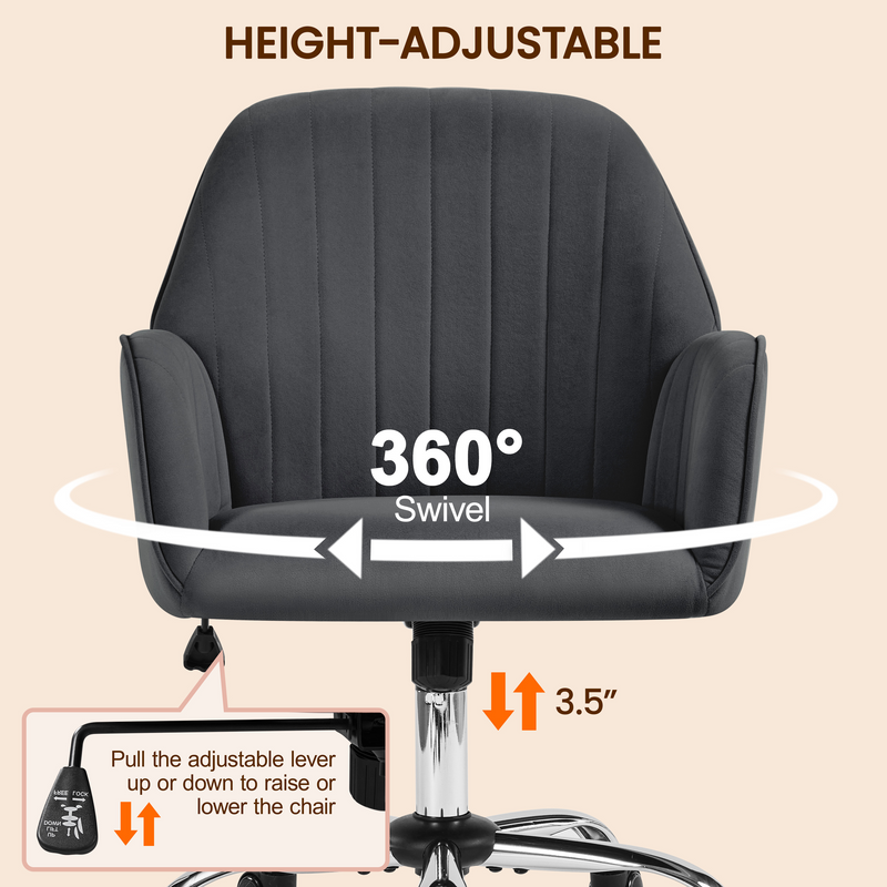Yaheetech Adjustable Modern Velvet Desk Chair