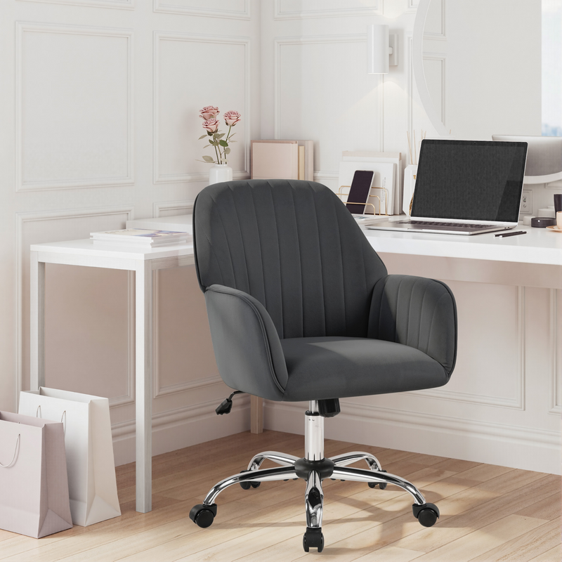 Yaheetech Adjustable Modern Velvet Desk Chair