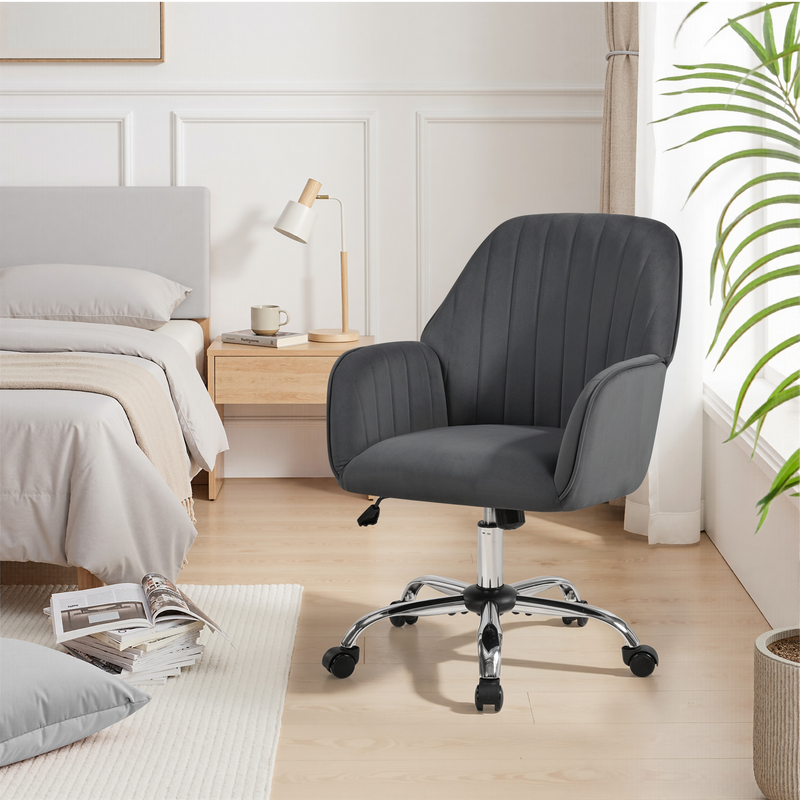 Yaheetech Adjustable Modern Velvet Desk Chair