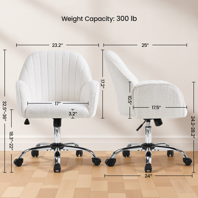 Yaheetech Adjustable Modern Boucle Desk Chair