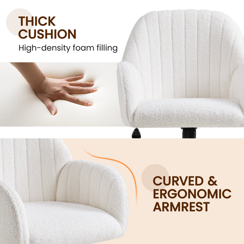 Yaheetech Adjustable Modern Boucle Desk Chair