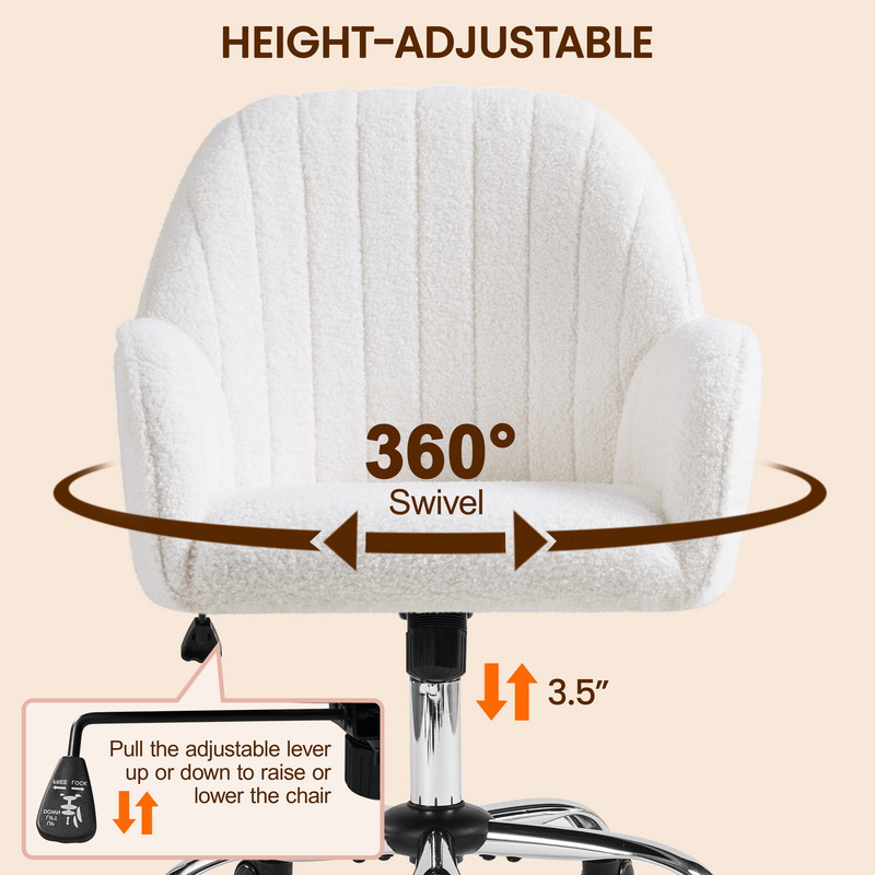 Yaheetech Adjustable Modern Boucle Desk Chair
