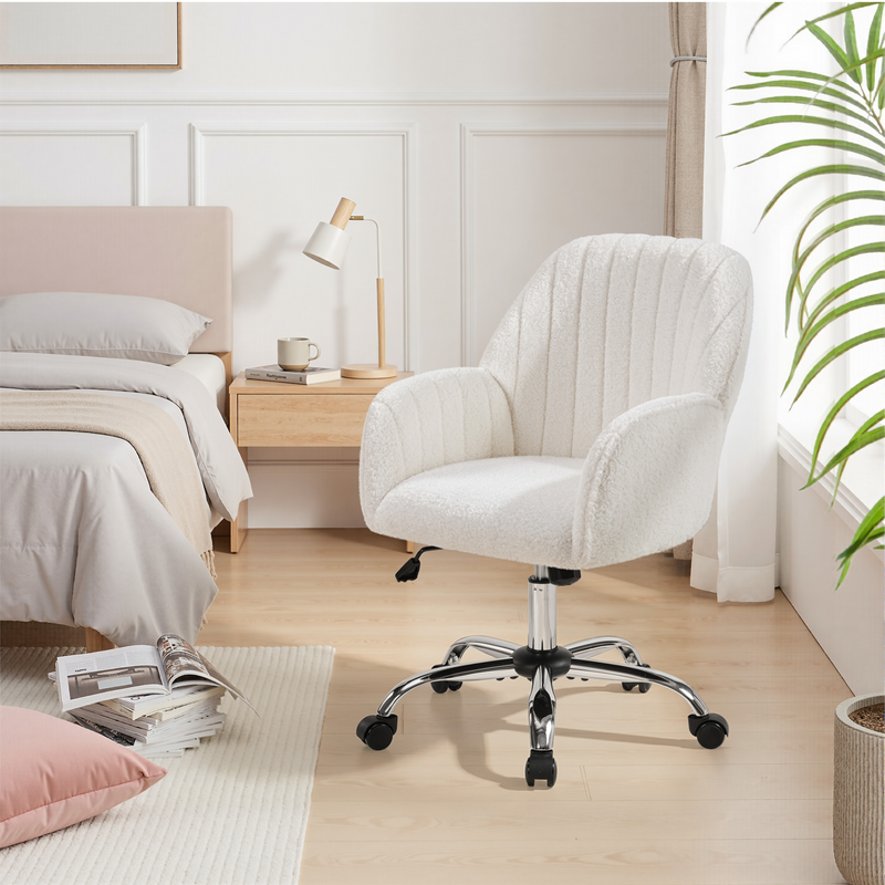 Yaheetech Adjustable Modern Boucle Desk Chair