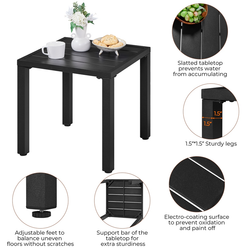 Yaheetech Square Outdoor Rust-Resistant Metal Side Table
