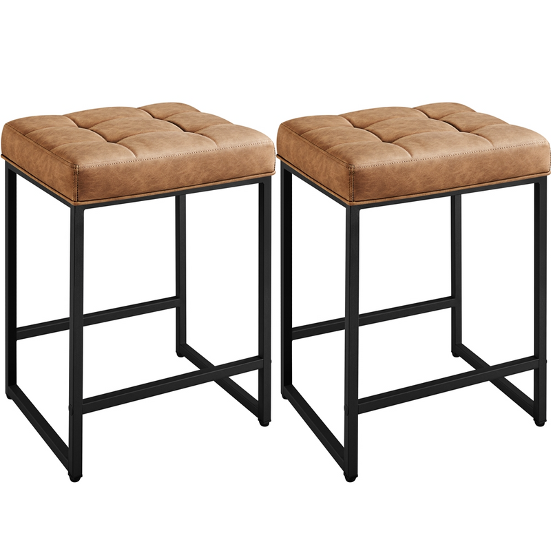 Yaheetech Set of 2 Modern Faux Leather Bar Stools