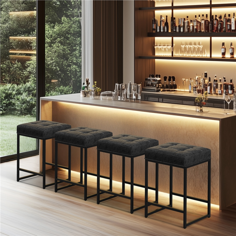 Yaheetech Set of 2 Modern Faux Leather Bar Stools