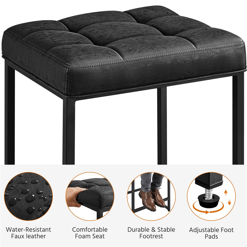 Yaheetech Set of 2 Modern Faux Leather Bar Stools