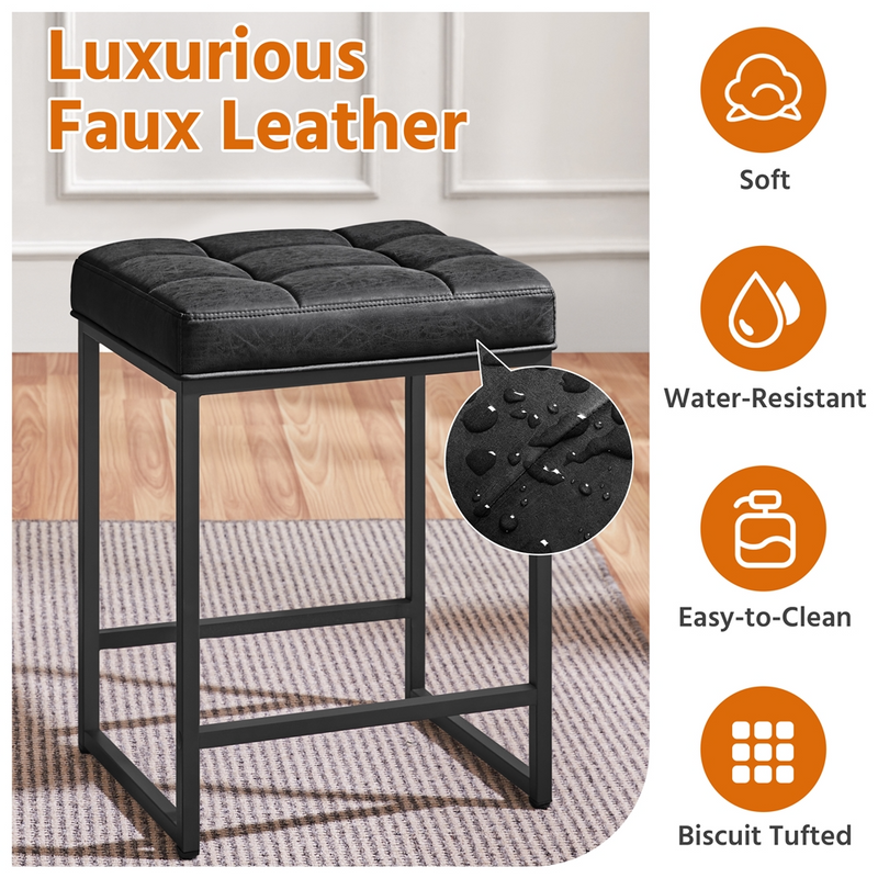 Yaheetech Set of 2 Modern Faux Leather Bar Stools