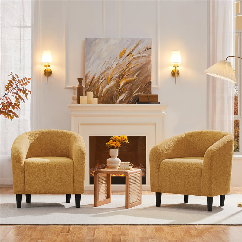 Yaheetech  Set of 2 Modern Boucle Barrel Chair