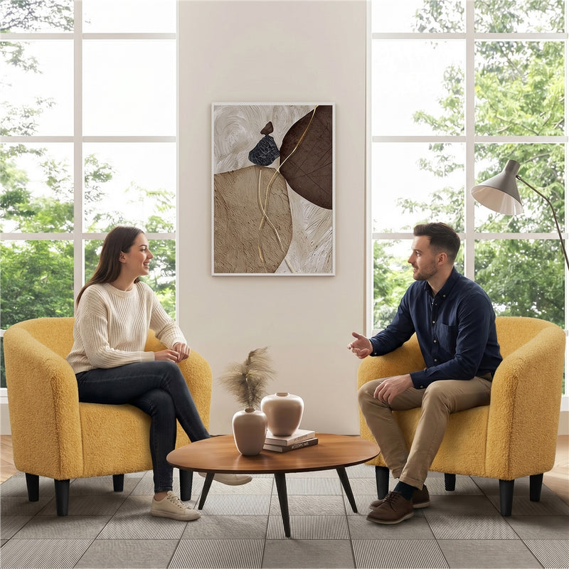 Yaheetech  Set of 2 Modern Boucle Barrel Chair