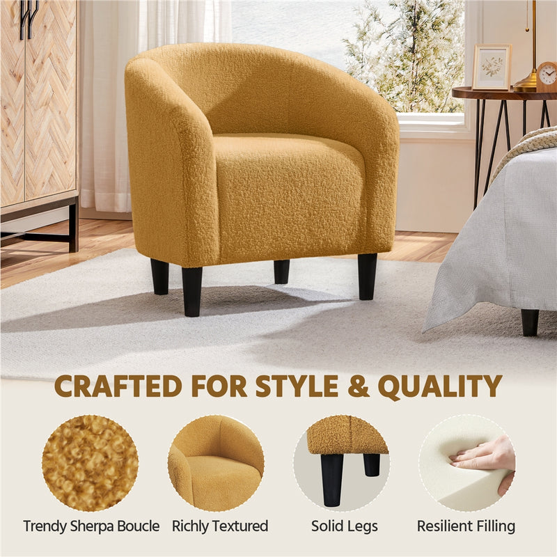 Yaheetech  Set of 2 Modern Boucle Barrel Chair