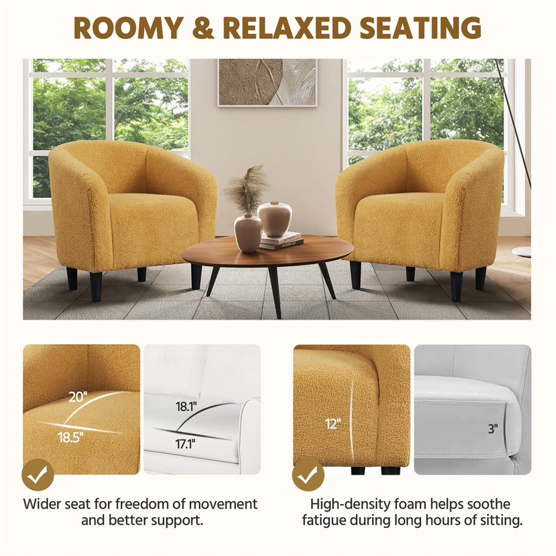 Yaheetech  Set of 2 Modern Boucle Barrel Chair