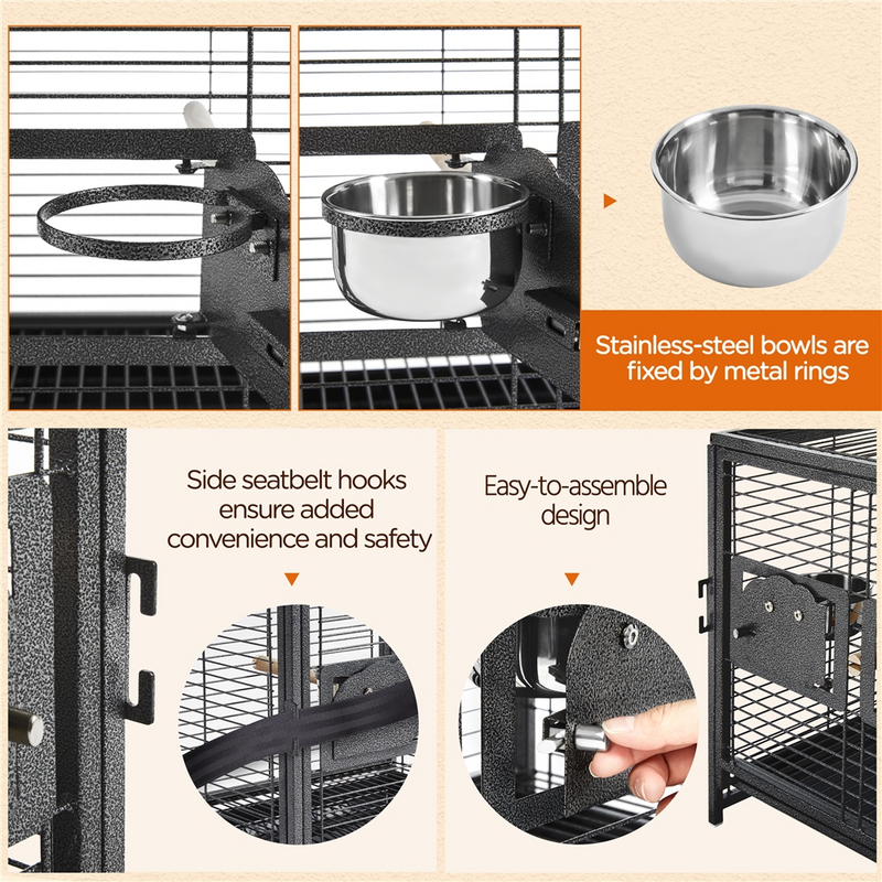Yaheetech Portable Handle Metal Bird Carrier