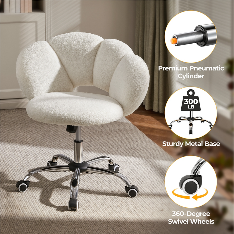 Yaheetech Boucle Upholstered Desk Chair