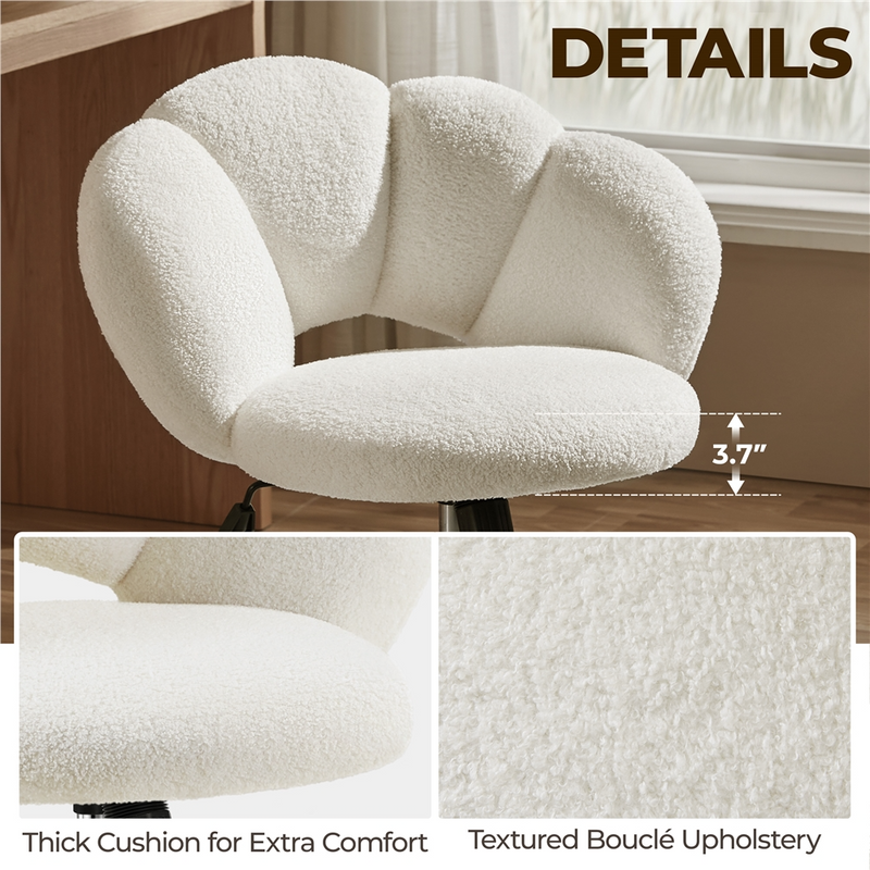 Yaheetech Boucle Upholstered Desk Chair