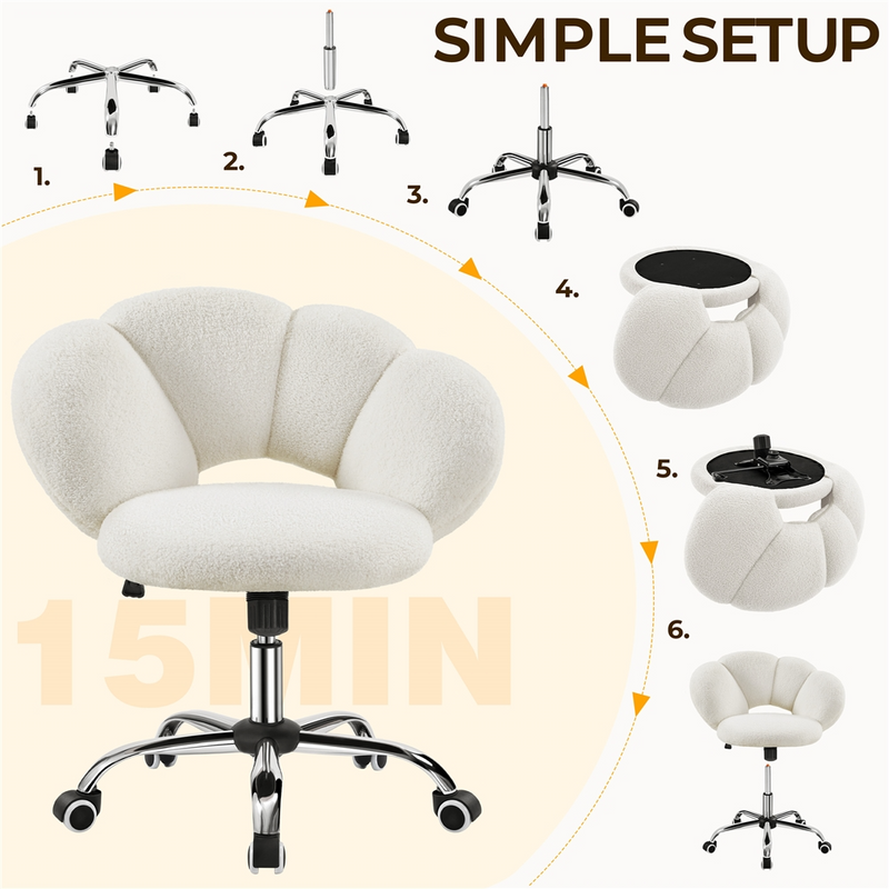 Yaheetech Boucle Upholstered Desk Chair