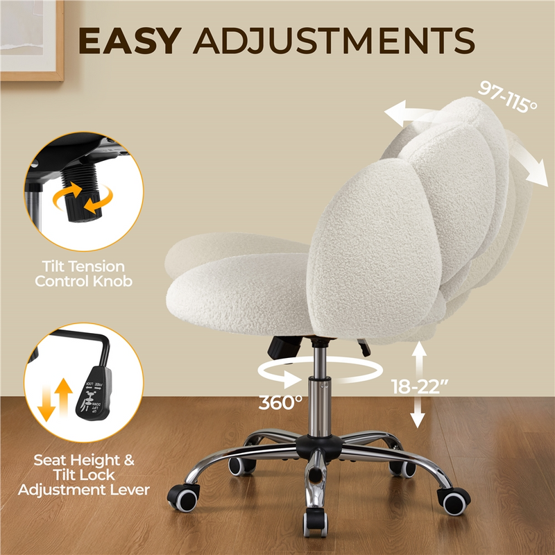 Yaheetech Boucle Upholstered Desk Chair
