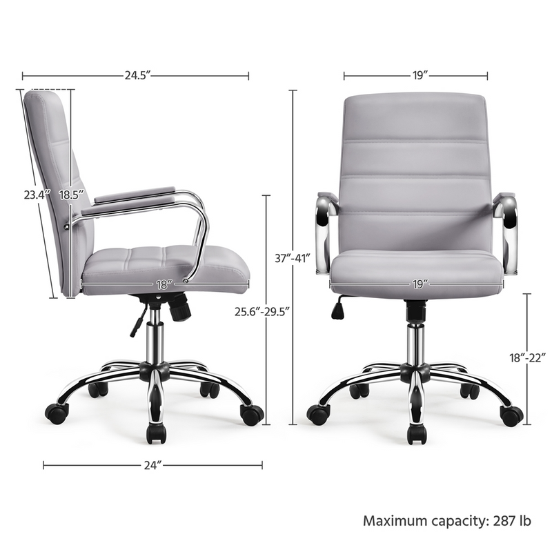 Yaheetech 360° Swivel PU Leather Mid-Back Office Chair