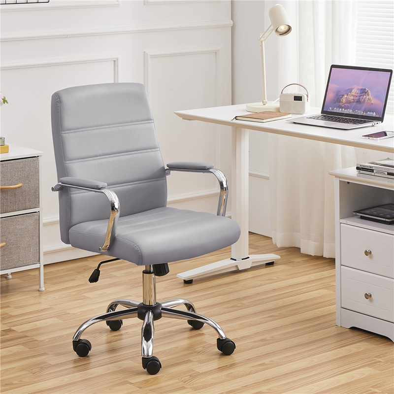Yaheetech 360° Swivel PU Leather Mid-Back Office Chair