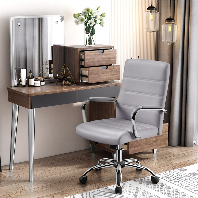 Yaheetech 360° Swivel PU Leather Mid-Back Office Chair