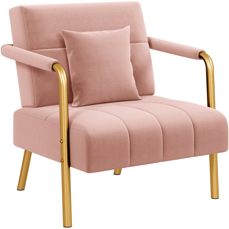 Yaheetech Oversized Pink Velvet Accent Armchair