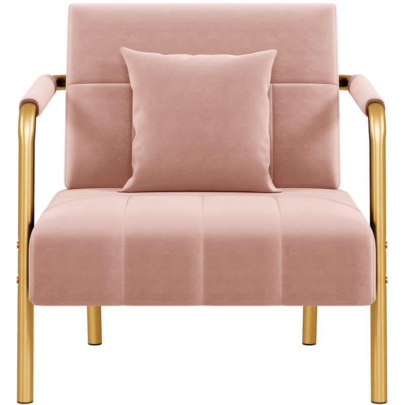 Yaheetech Oversized Pink Velvet Accent Armchair