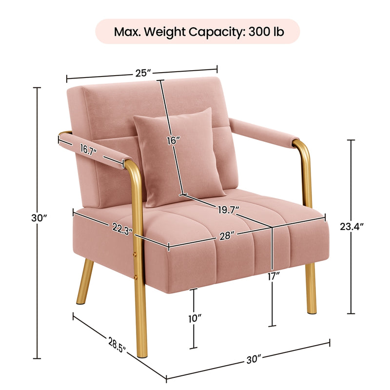 Yaheetech Oversized Pink Velvet Accent Armchair