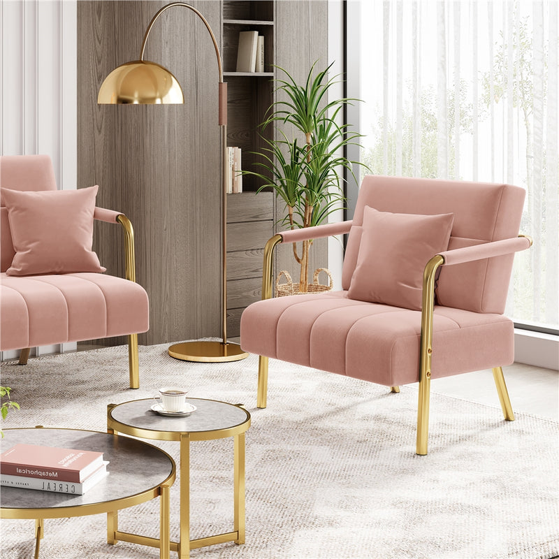 Yaheetech Oversized Pink Velvet Accent Armchair