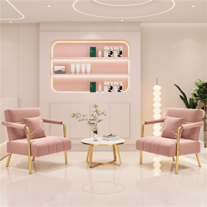 Yaheetech Oversized Pink Velvet Accent Armchair
