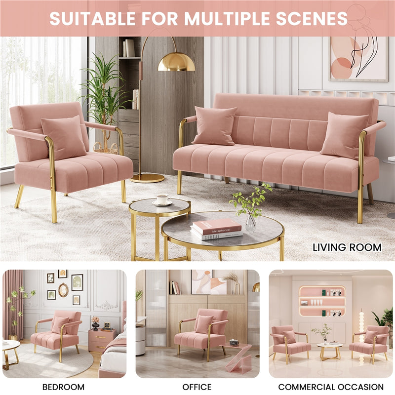 Yaheetech Oversized Pink Velvet Accent Armchair